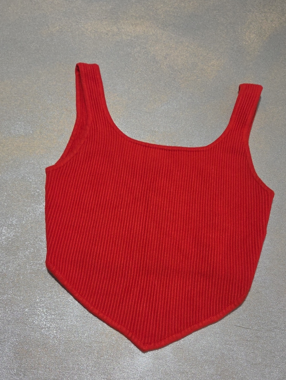 House of Harlow 1960 Red Ribbed Pointed-Hem Crop Tank